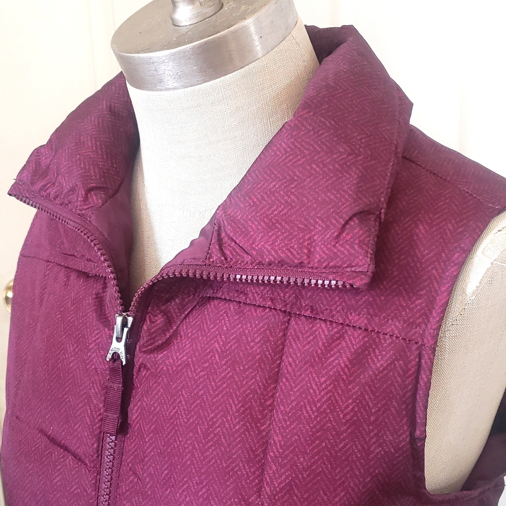 LAND'S END Quilted Down Puffer Vest Red Cranberry Burgundy • EXTRA SMALL - Picture 6 of 13